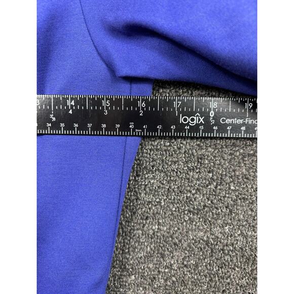 Trina Turk Sheath Dress Womens Medium Blue Peplum Knit Knee Length Half Sleeve - Picture 6 of 7